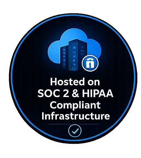 Hosted on SOC 2 and HIPAA compliant infrastructure